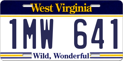 WV license plate 1MW641