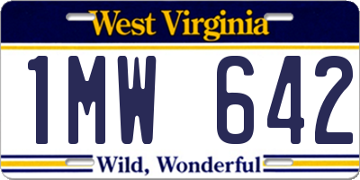 WV license plate 1MW642