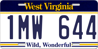 WV license plate 1MW644