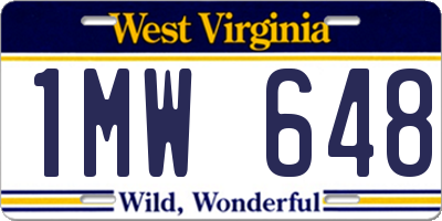 WV license plate 1MW648