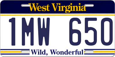 WV license plate 1MW650