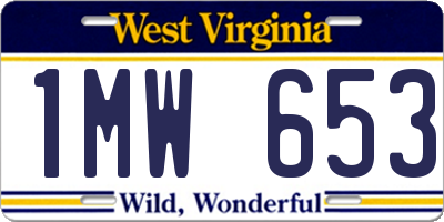 WV license plate 1MW653