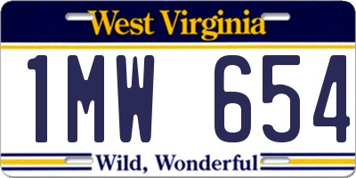 WV license plate 1MW654