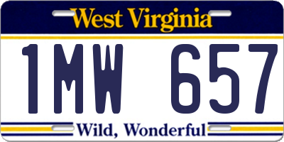 WV license plate 1MW657