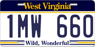 WV license plate 1MW660