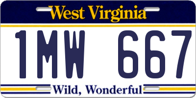WV license plate 1MW667