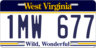 WV license plate 1MW677