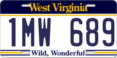 WV license plate 1MW689