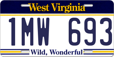 WV license plate 1MW693