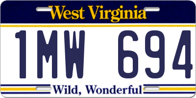 WV license plate 1MW694