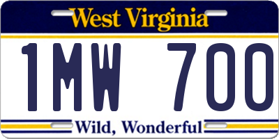 WV license plate 1MW700