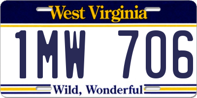 WV license plate 1MW706