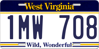 WV license plate 1MW708