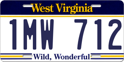 WV license plate 1MW712