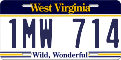 WV license plate 1MW714