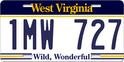 WV license plate 1MW727