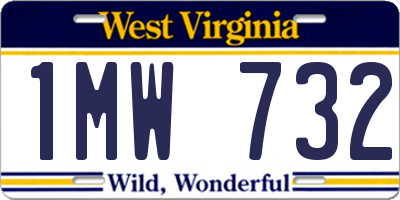 WV license plate 1MW732