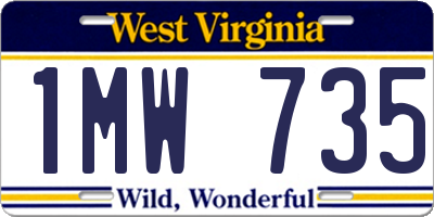 WV license plate 1MW735