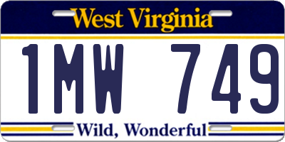 WV license plate 1MW749