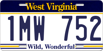 WV license plate 1MW752