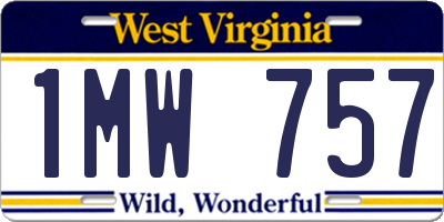 WV license plate 1MW757