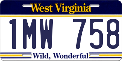 WV license plate 1MW758