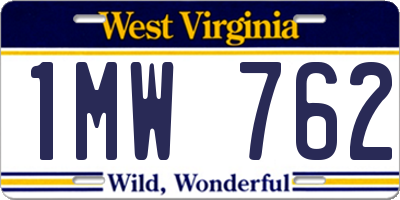WV license plate 1MW762