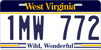 WV license plate 1MW772