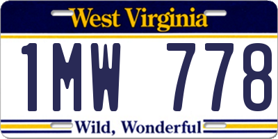 WV license plate 1MW778