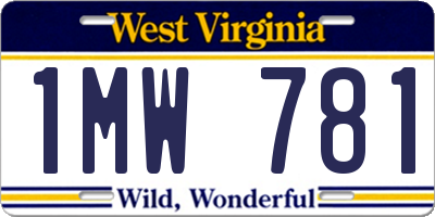 WV license plate 1MW781