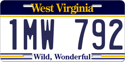 WV license plate 1MW792