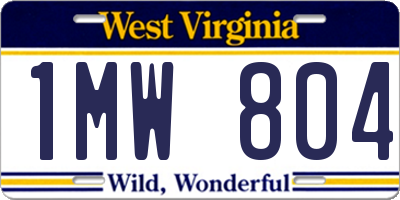 WV license plate 1MW804