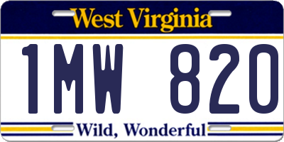 WV license plate 1MW820