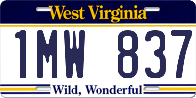 WV license plate 1MW837