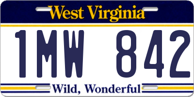 WV license plate 1MW842