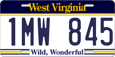 WV license plate 1MW845