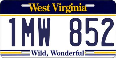 WV license plate 1MW852
