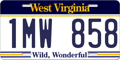 WV license plate 1MW858