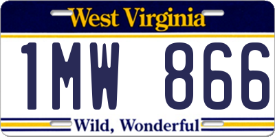 WV license plate 1MW866