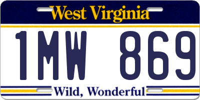 WV license plate 1MW869
