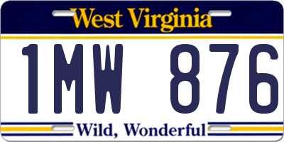 WV license plate 1MW876