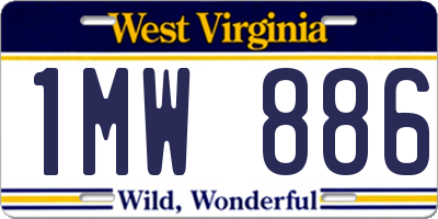 WV license plate 1MW886