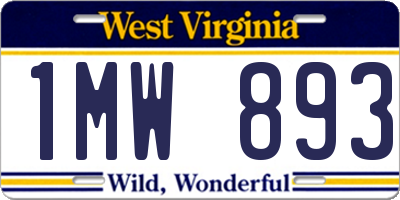 WV license plate 1MW893