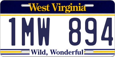 WV license plate 1MW894