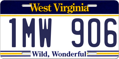 WV license plate 1MW906