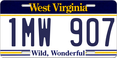 WV license plate 1MW907