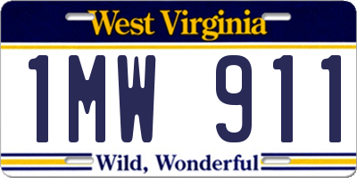 WV license plate 1MW911