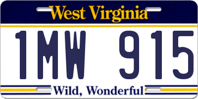 WV license plate 1MW915