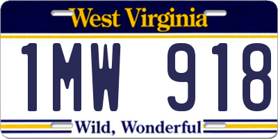 WV license plate 1MW918