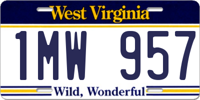 WV license plate 1MW957